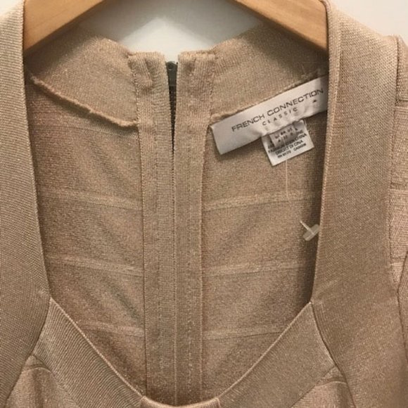 French Connection Metallic Gold Bandage Dress Sz 0 - Picture 8 of 9